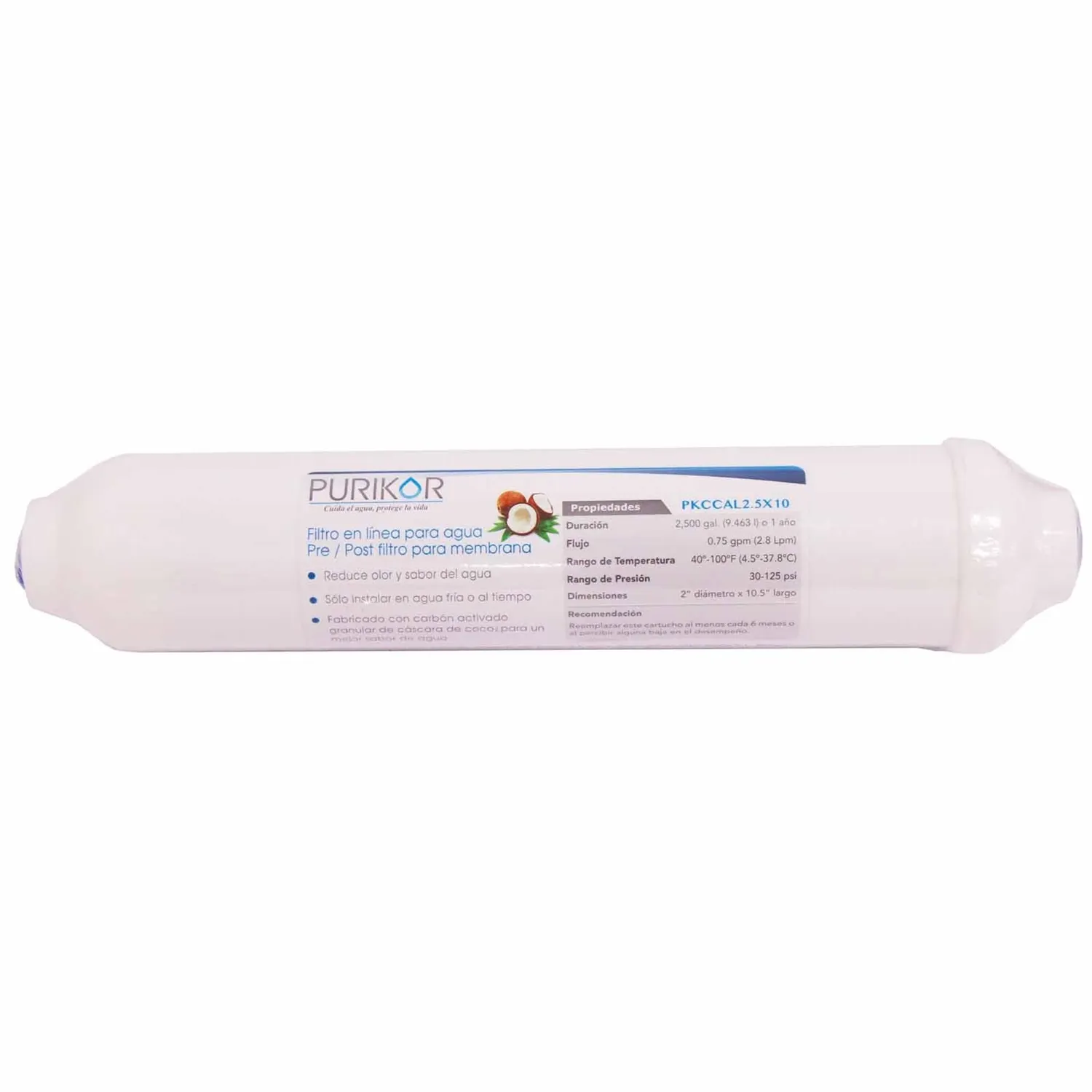 Filtro cartucho de carbón activado granular en línea